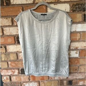 Lafayette 148 New York Silk & Linen Gray Blouse